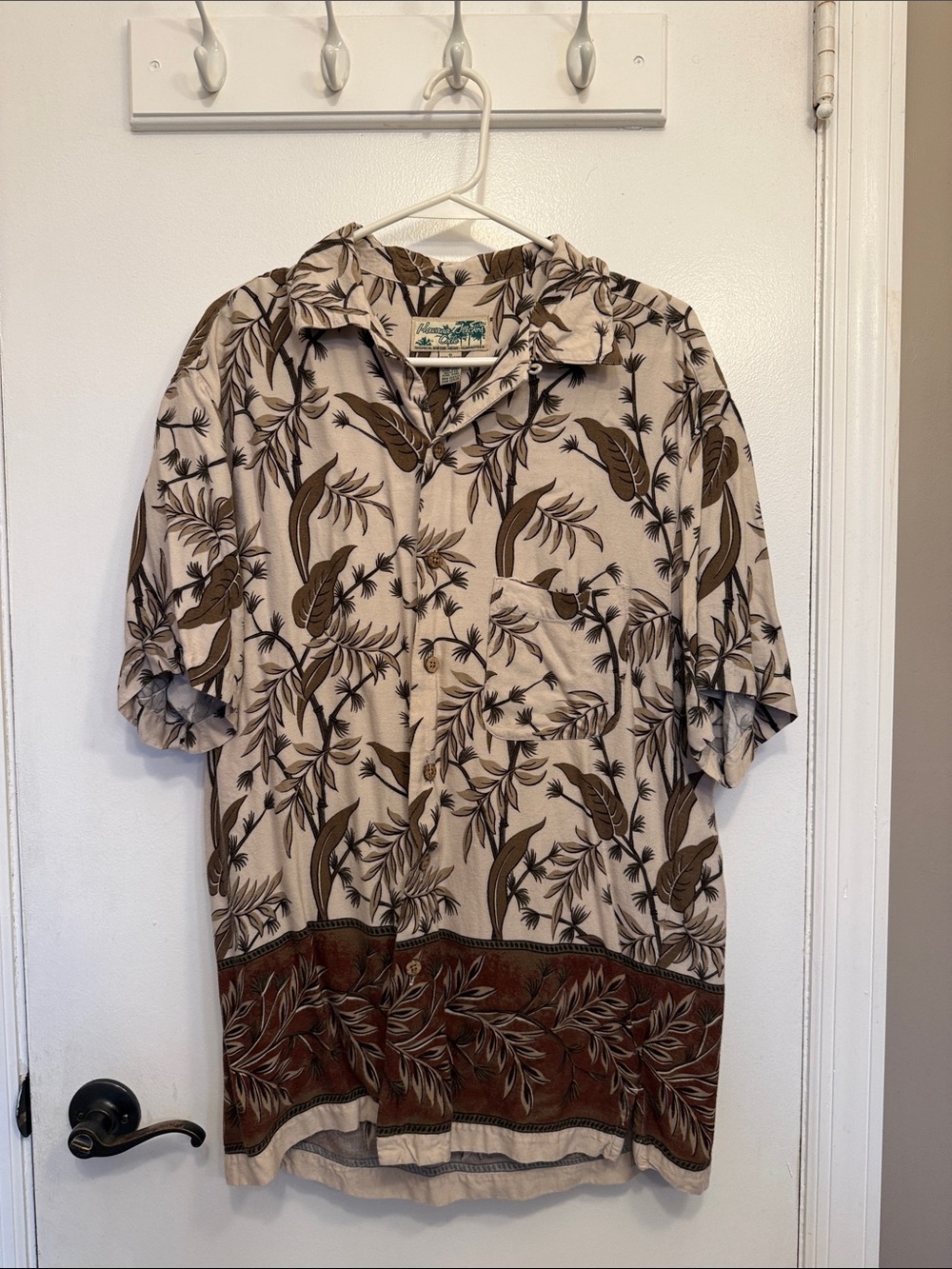 Havana Jacks Cafe Cream & Brown Tropical Camp Shirt